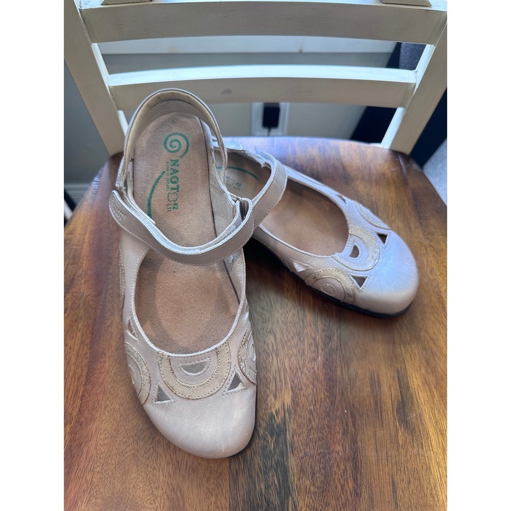 Naot Mary Jane Women 11 Beige Leather Rongo Slingback Comfort Walking Shoes